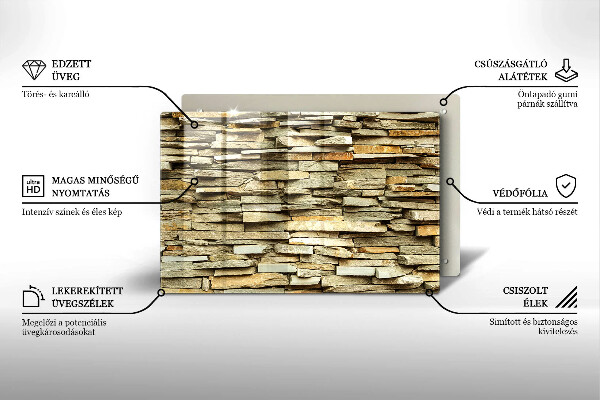 Chopping board glass Decorative stones