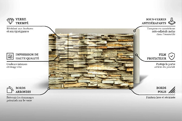 Chopping board glass Decorative stones