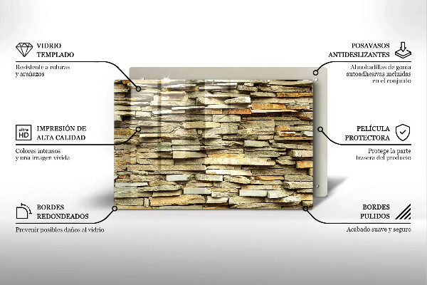Chopping board glass Decorative stones