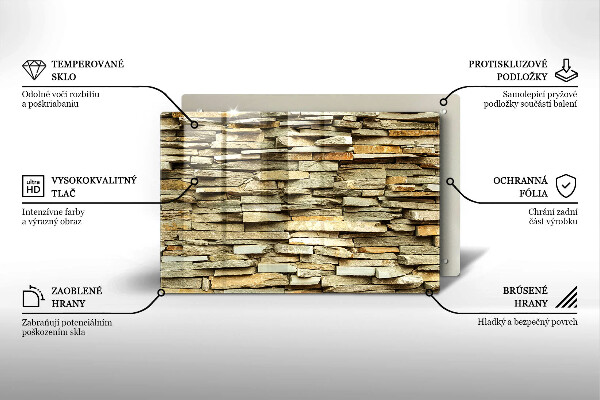 Chopping board glass Decorative stones