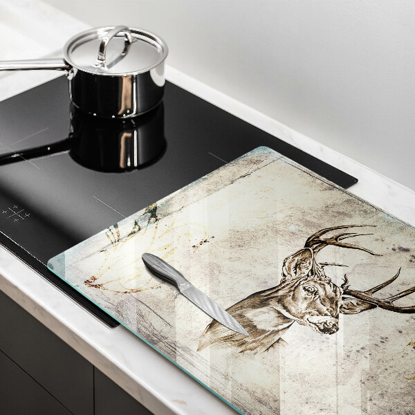 Chopping board glass Illustration deer animal