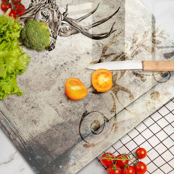 Chopping board glass Illustration deer animal