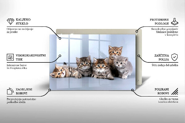 Chopping board glass Sweet small cats