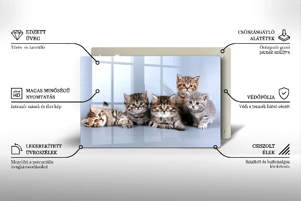 Chopping board glass Sweet small cats