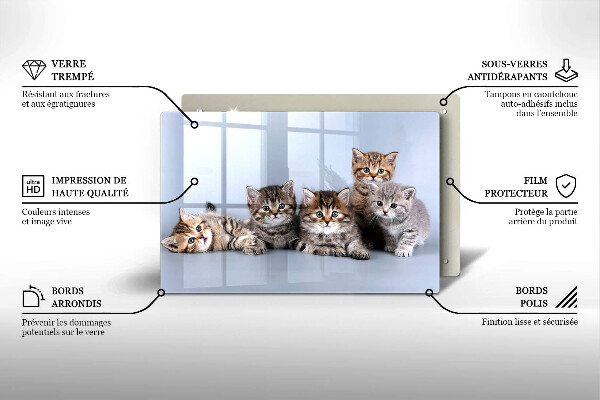 Chopping board glass Sweet small cats