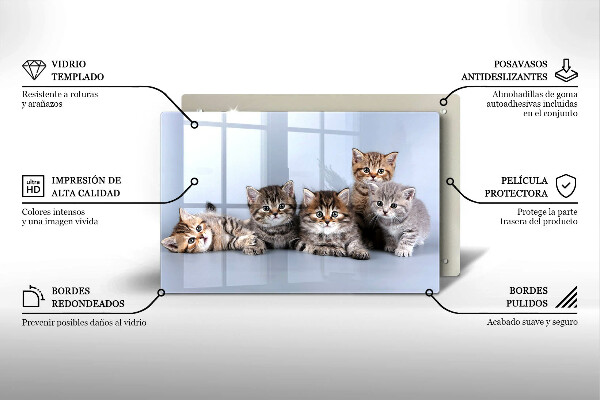 Chopping board glass Sweet small cats