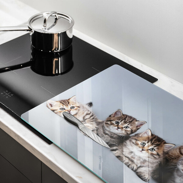 Chopping board glass Sweet small cats