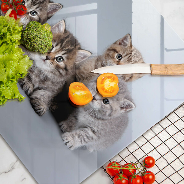 Chopping board glass Sweet small cats