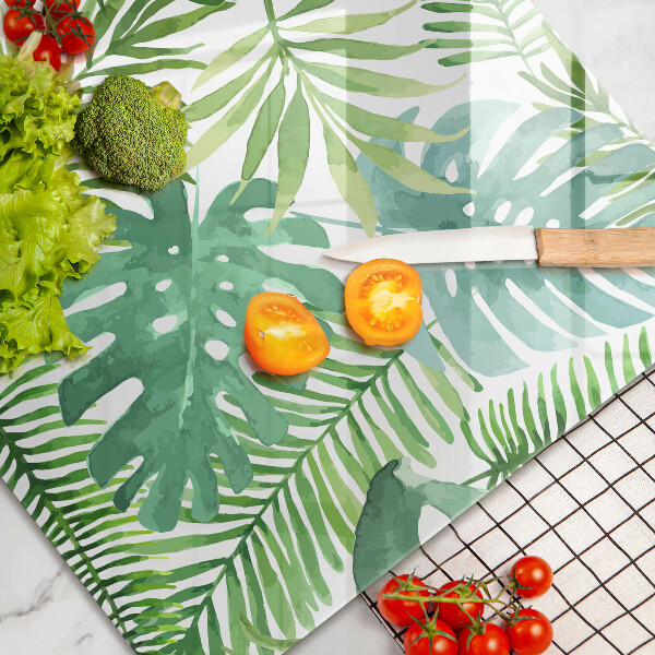 Chopping board glass Boho watercolors leaves