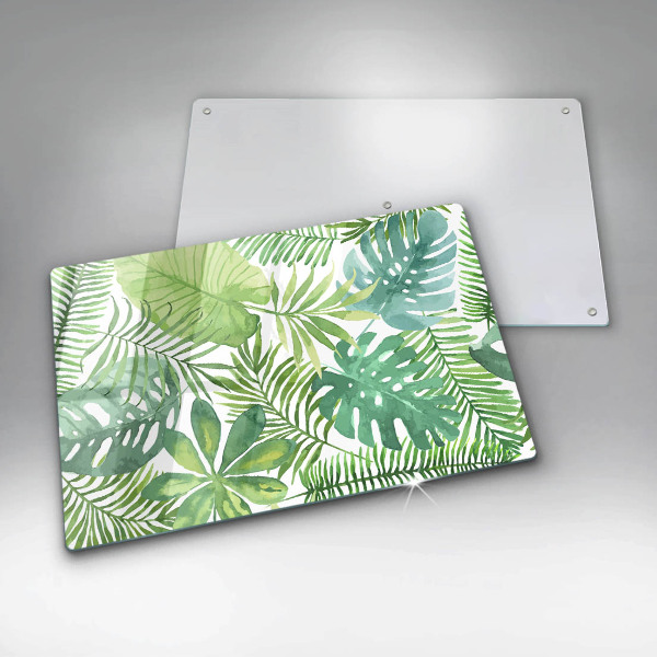 Chopping board glass Boho watercolors leaves