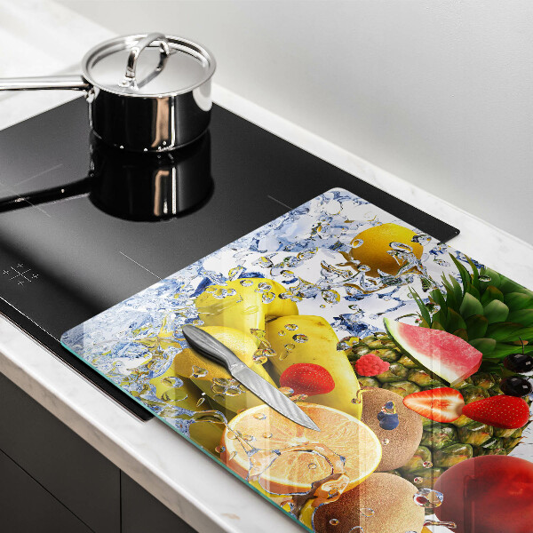 Chopping board glass Juicy fruit and water