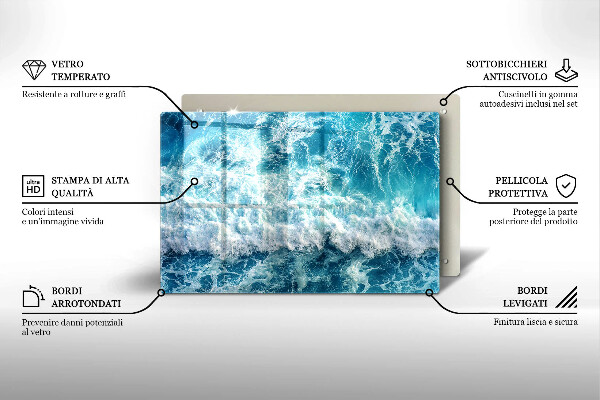 Chopping board glass Water sea waves
