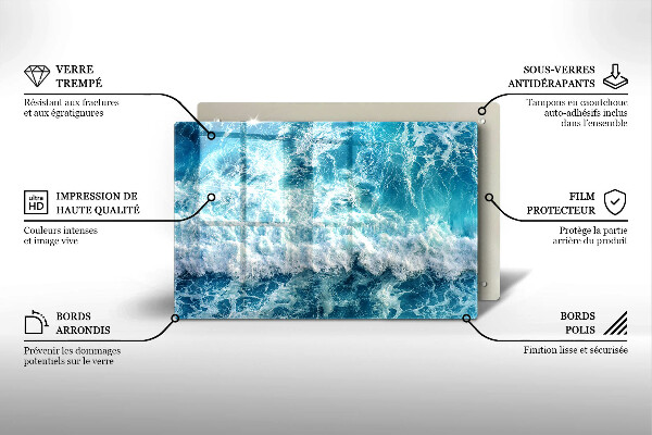 Chopping board glass Water sea waves