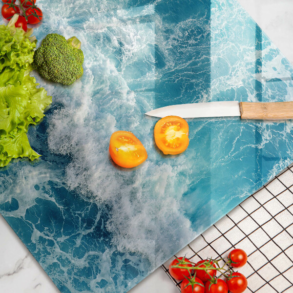 Chopping board glass Water sea waves