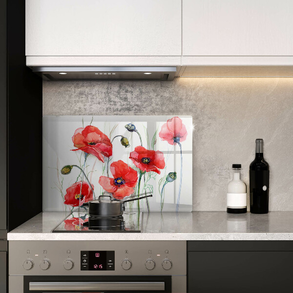 Chopping board glass Red flowers
