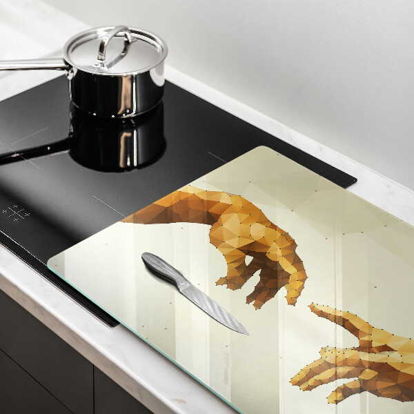 Glass cutting board Creation of Adam hands