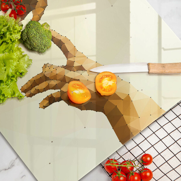 Glass cutting board Creation of Adam hands