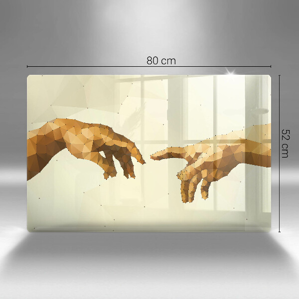 Glass cutting board Creation of Adam hands