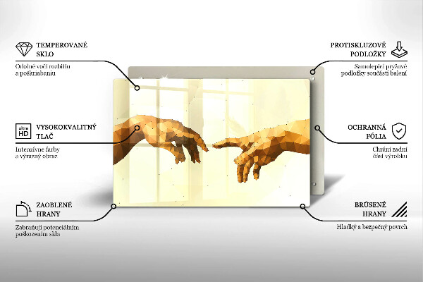 Glass cutting board Creation of Adam hands