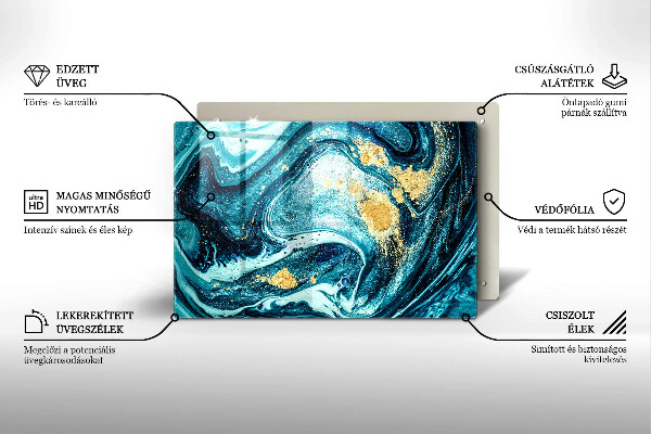 Chopping board Blue abstraction gold