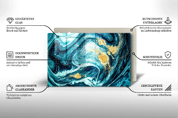 Chopping board Blue abstraction gold