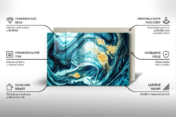 Chopping board Blue abstraction gold