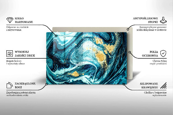 Chopping board Blue abstraction gold