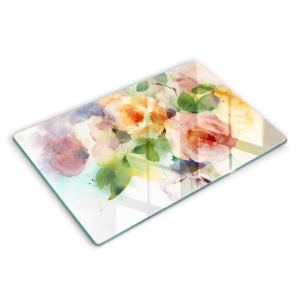 Glass kitchen board Painted flowers