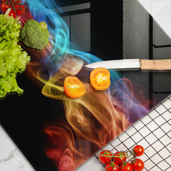 Chopping board glass Colorful smoke