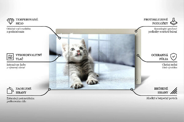 Chopping board glass Little cute kitty