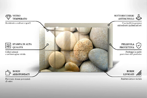 Chopping board glass Oval stone pattern