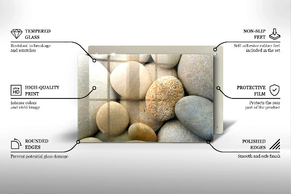 Chopping board glass Oval stone pattern