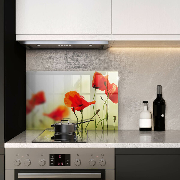 Chopping board glass Red flowers