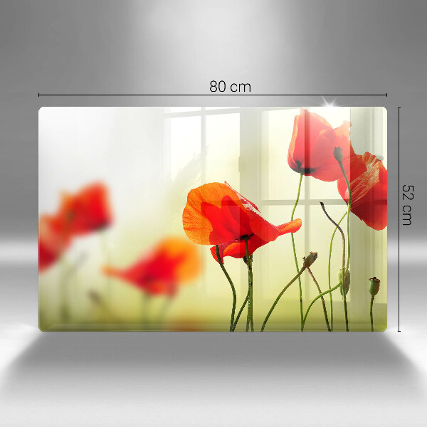 Chopping board glass Red flowers