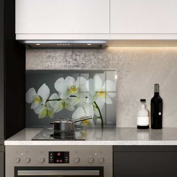 Chopping board glass White orchid flowers