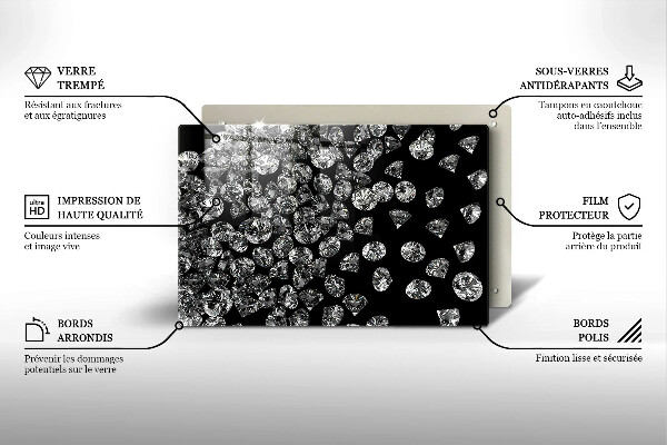 Chopping board glass Diamonds