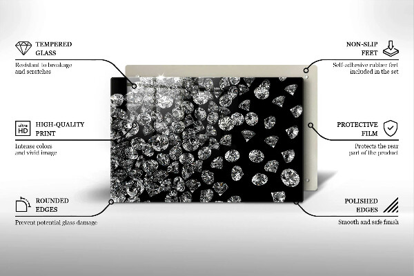 Chopping board glass Diamonds