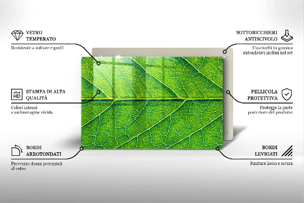 Chopping board glass Leaf lines nature