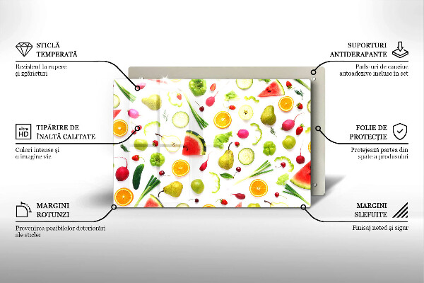 Glass cutting board Fruit and vegetables pattern
