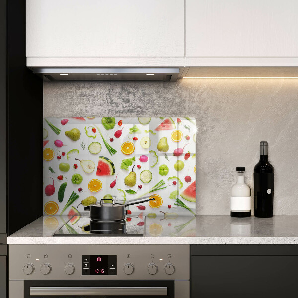 Glass cutting board Fruit and vegetables pattern