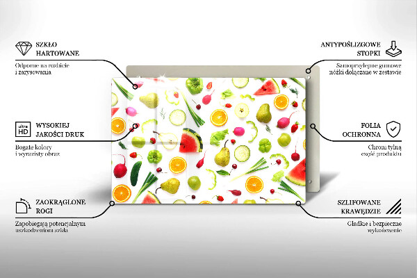Glass cutting board Fruit and vegetables pattern