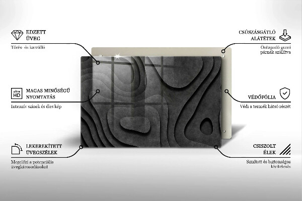 Chopping board glass 3D stone shapes