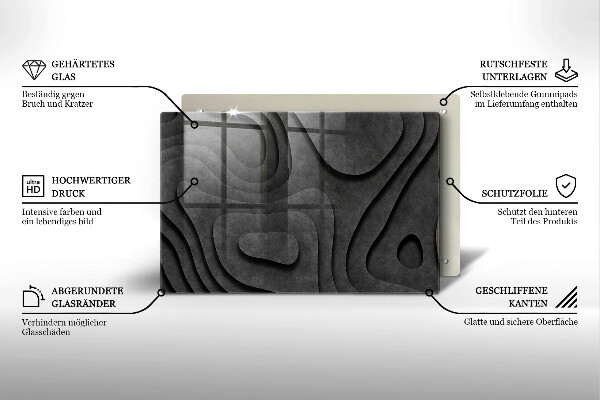 Chopping board glass 3D stone shapes