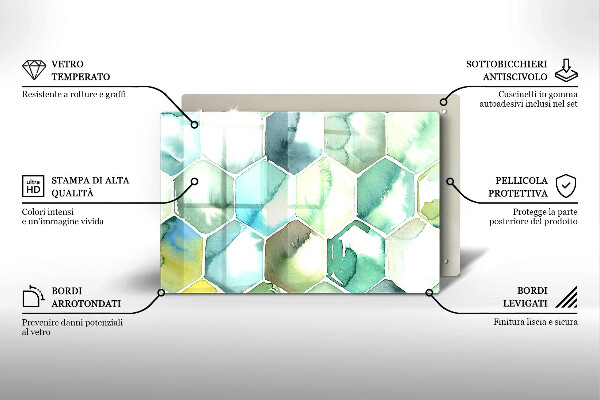 Chopping board Watercolor hexagons