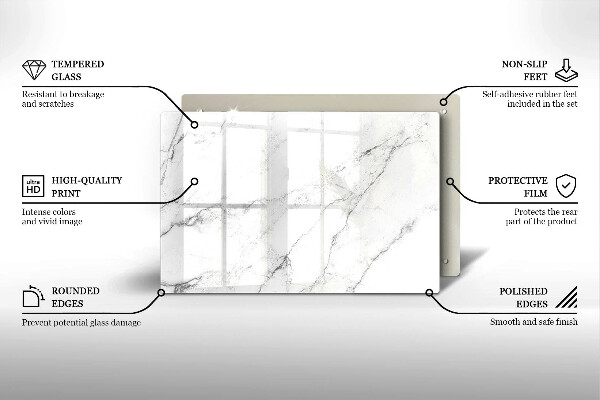 Chopping board glass Elegant marble texture