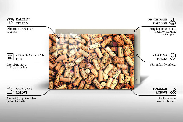 Glass cutting board Wine corks pattern