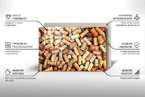 Glass cutting board Wine corks pattern
