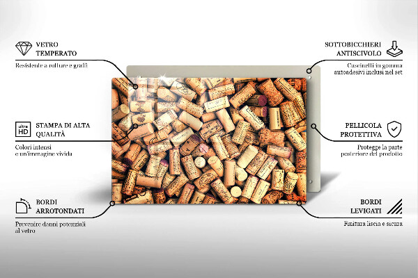 Glass cutting board Wine corks pattern