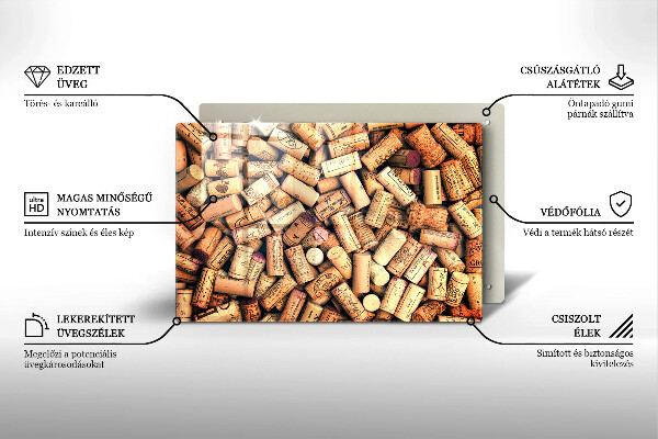 Glass cutting board Wine corks pattern