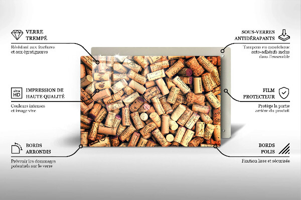 Glass cutting board Wine corks pattern